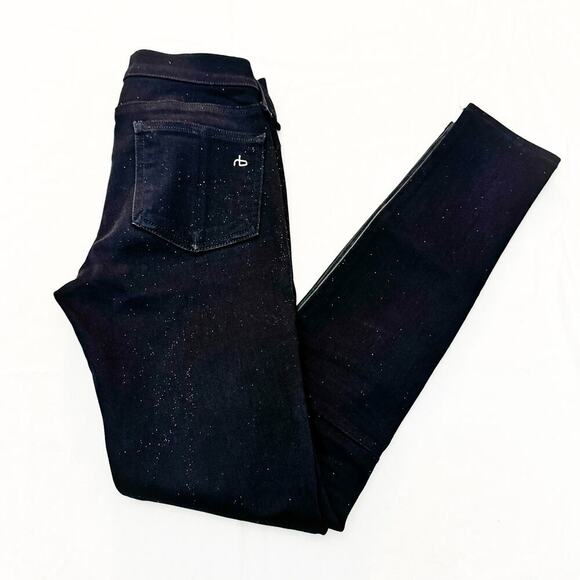 Rag & Bone Skinny Two Toned Textured Denim Jeans Coal Size 25 - Picture 7 of 7